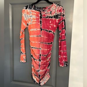 Gypsy05 Tie dye fitted long sleeve dress